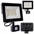 Naświetlacz LED SMD KASTEL 30W 2800lm 4000K IP65 czarny, z czujnikiem ruchu PIR NW BEMKO