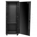 OUTLET Szafa stojąca RACK 19" 42U 600x1000mm drzwi szklane czarna NEKU FLR + wyposażenie