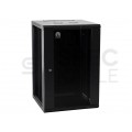 OUTLET Szafa wisząca RACK 19" 18U 450mm drzwi szklane czarna NEKU TS BOX