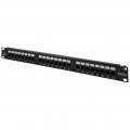 Patch panel RACK 19" kat.6 24p UTP z półką 1U czarny Alantec