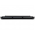 Patch panel RACK 19" kat.6 24p UTP z półką 1U czarny Alantec