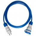 Przedłużacz elektryczny Kabel zasilający budowlany Premium poliuretanowy PUR (H07BQ-F) 3x1,5mm2 (wtyk / gniazdo z klapką) 16A IP54 niebieski 10m KEL