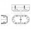 Puszka instalacyjna podtynkowa podwójna do ścian przeciwpożarowych 2x fi:60x50mm dźwiękochłonna, głęboka bezhalogenowa z wkrętami KOPOS