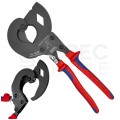 Szczypce nożyce zapadkowe do cięcia przewodów kabli napowietrznych ACSR z rdzeniem stalowym 32mm KNIPEX 95 32 340 SR