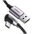 UGREEN Kabel USB 3.0 typ-A / typ-C kątowy (wtyk / wtyk) Quick Charge 3.0 US284 czarny 3m