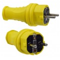 Wtyczka hermetyczna gumowa w kolorze przenośne [2P+Z] 250V 16A żółta IP44 na kabel