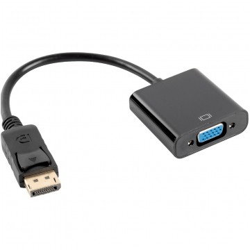 Adapter DisplayPort -> SVGA (D-Sub 15-pin) Full HD (wtyk / gniazdo) czarny 20cm LANBERG