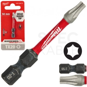 Bit udarowy do wkrętarki TORX TX20 50mm 1/4" HEX Shockwave MILWAUKEE