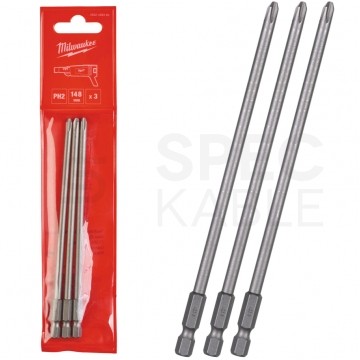 Bity do wkrętarki pistoletowej FSG PH2 148mm 1/4" HEX MILWAUKEE 3szt