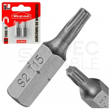 Bity do wkrętarki TORX TX15 25mm 1/4" HEX KLIMAS 2szt