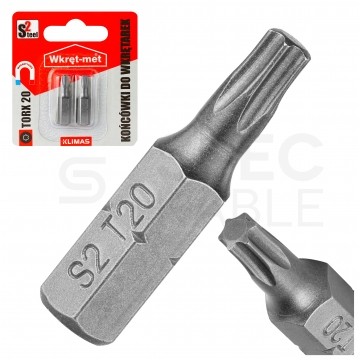 Bity do wkrętarki TORX TX20 25mm 1/4" HEX KLIMAS 2szt