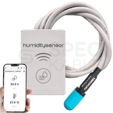 BleBox humiditySensor v2 Inteligentny czujnik temperatury i wilgotności Wi-Fi z sondą 1m (-40~125°C) USB-C SMARTHOME