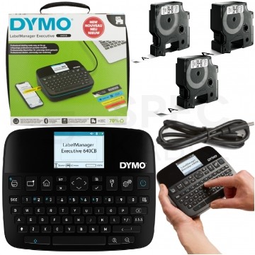 Drukarka etykiet DYMO LabelManager LM640CB dla biura, domu, instalatora (LM 640CB) [2202121] w zestawie z walizką + 3 taśmy DYMO D1