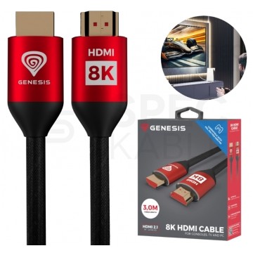 GENESIS Kabel HDMI 2.1 8K HDR ALLM VRR QTF dedykowany dla PS5/PS4 3m