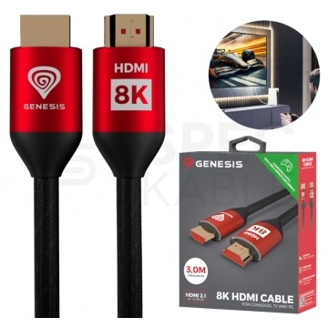 GENESIS Kabel HDMI 2.1 8K HDR ALLM VRR QTF dedykowany dla XBOX SERIES X/S 3m