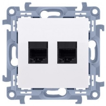 Gniazdo komputerowe LAN podwójne SIMON 10 nieekranowane UTP 2x RJ45 kat.5e białe Kontakt Simon C52.01/11