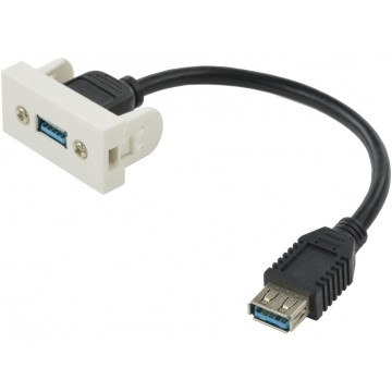 Gniazdo USB 3.0 z przewodem 15cm moduł 1M 22,5x45 biały Mediabox