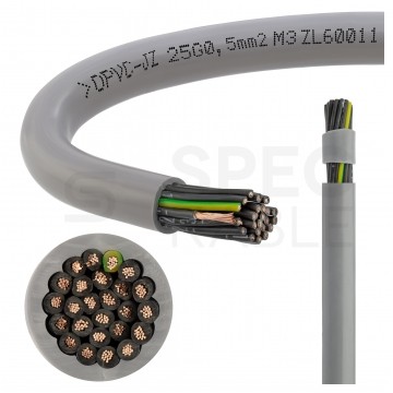 Kabel sterowniczy OPVC-JZ 25x0,5mm2 szary 300/500V numerowany olejoodporny linka TKD