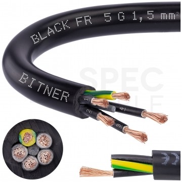 Kabel sterowniczy ziemny BiT 500 Black FR 5x1,5mm2 czarny 300/500V zasilający numerowany zewnętrzny linka Bitner