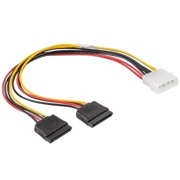 Kabel zasilający wewnętrzny wtyk MOLEX (m) 4-pin -> 2x gniazdo SATA 15-pin (f) 30cm LANBERG