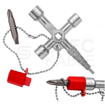 Klucz wielofunkcyjny Profi-Key do szaf sterowniczych (4 profile) talblic rozdzielczych systemów odcinających z adapterem 1/4" KNIPEX 00 11 04