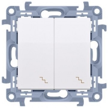 Łącznik schodowy podwójny SIMON 10 biały 10AX z podświetleniem LED Kontakt Simon CW6/2L.01/11