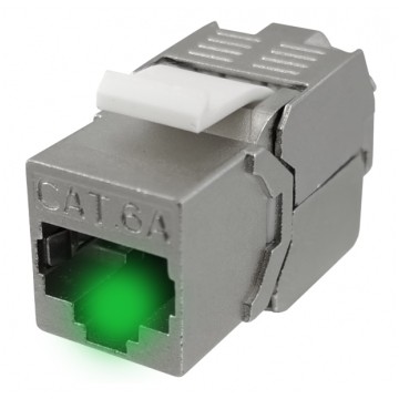 Moduł keystone z wbudowaną identyfikacją LED RJ45 STP kat.6A ekranowany beznarzędziowy WireArte