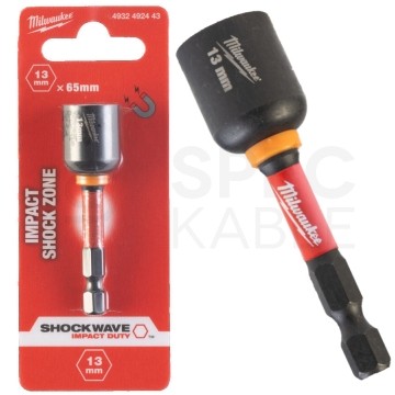 Nasadka udarowa 6-kątna 1/4" magnetyczna adapter HEX 13mm / 65mm Shockwave MILWAUKEE