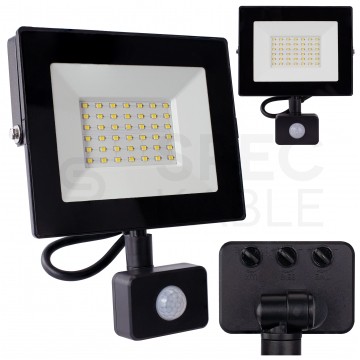 Naświetlacz LED SMD KASTEL 30W 2800lm 4000K IP65 czarny, z czujnikiem ruchu PIR NW BEMKO