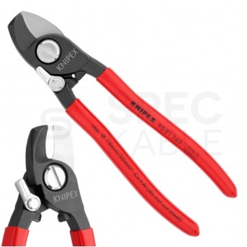 Nożyce do cięcia kabli miedzianych i aluminiowych (do 15mm / 50mm2) 165mm ze sprężyną rozwierającą KNIPEX 95 21 165