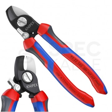 Nożyce do cięcia kabli miedzianych i aluminiowych (do 15mm / 50mm2) 180mm ze sprężyną rozwierającą KNIPEX 95 22 165