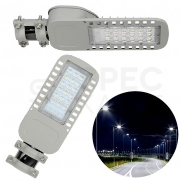 Oprawa, lampa uliczna LED SMD 30W 4050lm 4000K IP65 szara barwa NW biała neutralna IK08 V-TAC SAMSUNG VT-34ST-N 5 LAT GWARANCJI