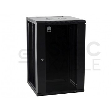 OUTLET Szafa wisząca RACK 19" 18U 450mm drzwi szklane czarna NEKU TS BOX