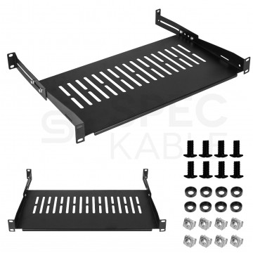 Półka regulowana do szafy RACK 19" 1U 250mm (350mm) czarna NEKU