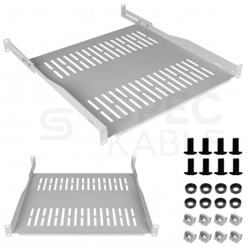 Półka regulowana do szafy RACK 19" 1U 450mm (550mm) szara NEKU