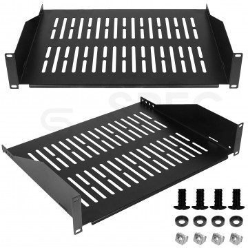 Półka stała do szafy RACK 19" 2U 350mm czarna NEKU