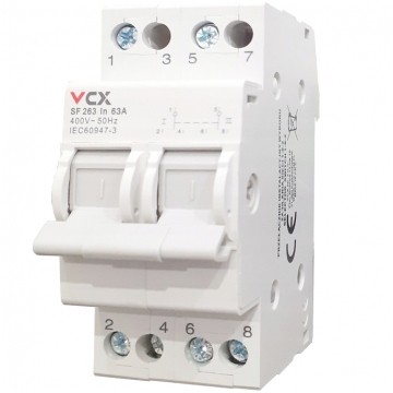 Przełącznik wyboru zasilania Sieć-Agregat 1-0-2 63A instalacyjny 2-modułowy VCX