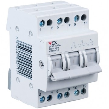 Przełącznik wyboru zasilania Sieć-Agregat 1-0-2 63A instalacyjny 3-modułowy VCX
