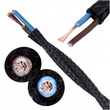 Przewód prądowy H03VV-F / OMY 300V 2X0,75 kabel skrętka w oplocie czarny linka