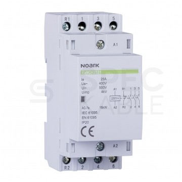 Stycznik modułowy 25A 2xNO + 2xNC cewka 230V TH35 instalacyjny 4-biegunowy 2-modułowy NOARK