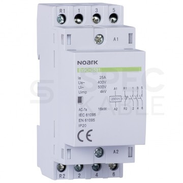 Stycznik modułowy cewka 25A 230V AC 4xNO TH35 instalacyjny 4-biegunowy 2-modułowy NOARK