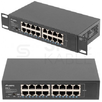 Switch 10" 19" RACK 16x port RJ45 (1000BASE-T + 100BASE-TX) przełącznik niezarządzalny LANBERG RSGE-16