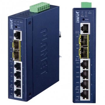 Switch na szynę DIN TH35 4x port RJ45 (Gigabit Ethernet 1000Mb/s) + 2x port SFP (2,5Gb/s) przełącznik niezarządzalny L2/L4 PLANET