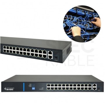 Switch PoE Desktop 26x port RJ45 (24x PoE+ Fast Ethernet 100Mb/s i 2x Uplink Gigabit Ethernet ) przełącznik niezarządzalny AVIZIO