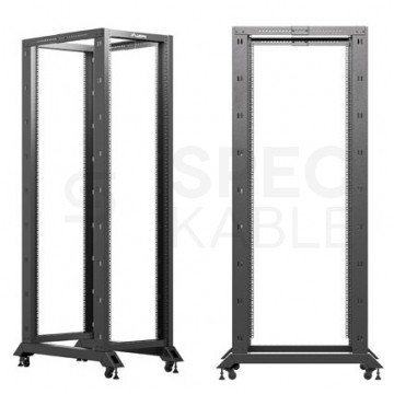 Szafa stojąca OPEN RACK 19" 42U 600x1000mm do serwerów i magazynów energii otwarta czarna LANBERG