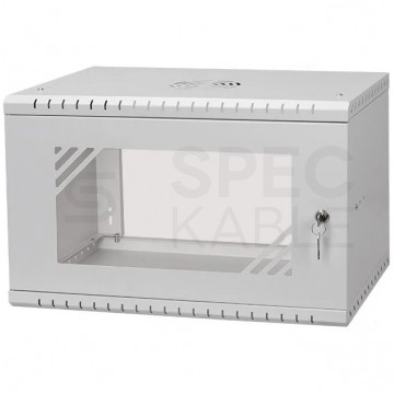 Szafa wisząca RACK 19" 6U 450mm drzwi szklane szara BOX