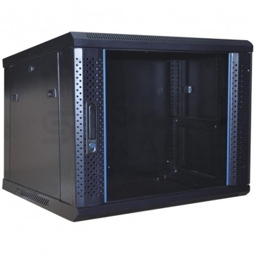 Szafa wisząca RACK 19" 6U 600mm drzwi metal-szkło czarna GT zdejmowane boki Seria AB