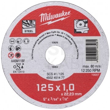 Tarcza tnąca do cięcia metalu 125x1mm CONTRACTOR MILWAUKEE