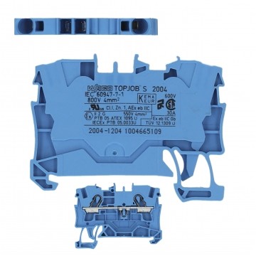 WAGO 2004-1204 Złączka szynowa 1-torowa ZUG 4mm2 32A niebieska TOPJOBS