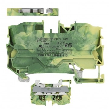 WAGO 2010-1207 Złączka szynowa 1-torowa ZUG 10mm2 57A żółto-zielona TOPJOBS